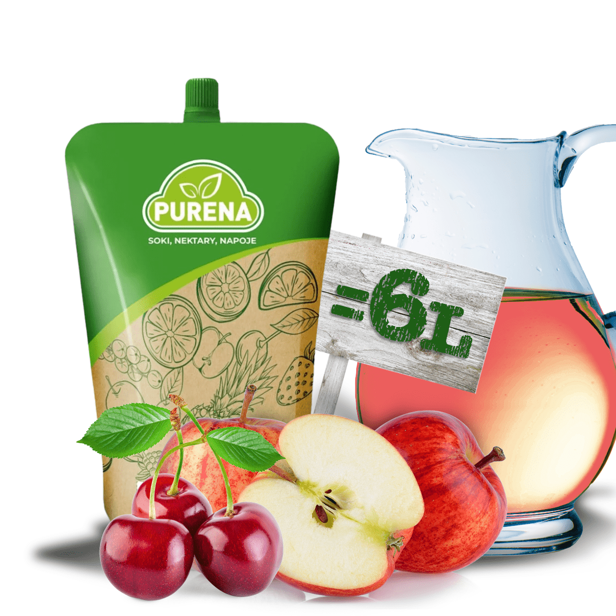 Concentrat de băutură răcoritoare cireșe-mere 1kg = 6l