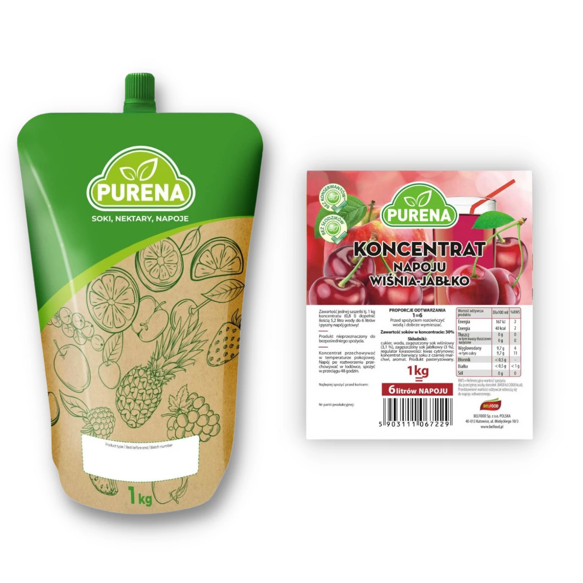 Concentrat de băutură răcoritoare cireșe-mere 1kg = 6l - imagine 3